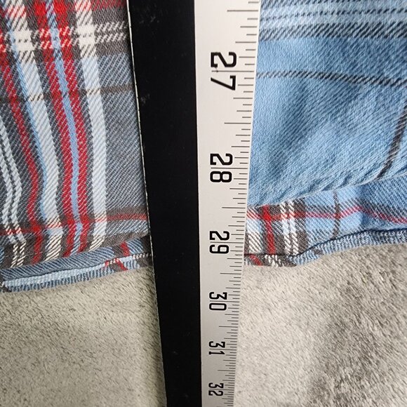 Mens Cremeux Classic Blue & Red Plaid Shirt Long Sleeve Button Down Size L - Picture 7 of 8